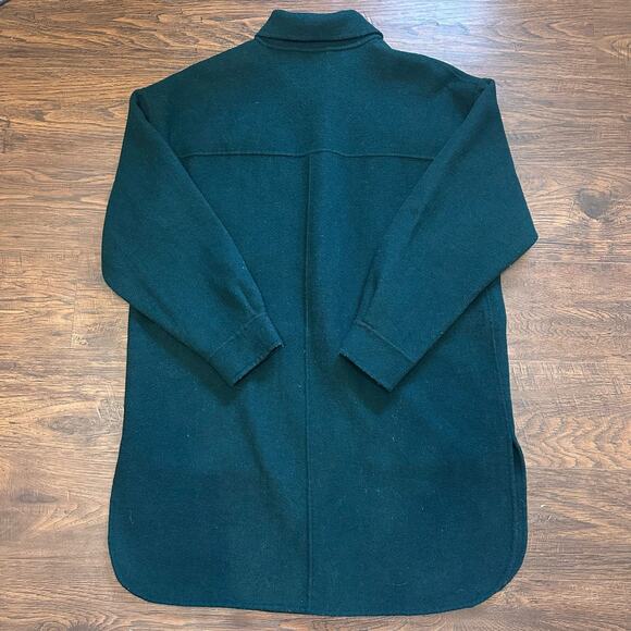 Nordstrom Emerald Green Wool Blend Shacket Coat Mid Length WMNS M Long Sleeve - Picture 3 of 11